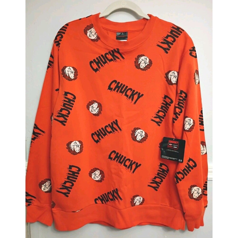 Universal Studios Chucky Child's Play Horror Movie Sweatshirt Men's Orange